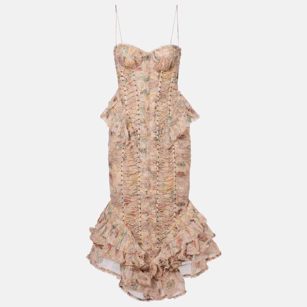 Zimmermann rebellion floral silk midi dress